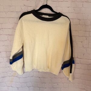 Natural fiber Quality Women's Cream and Gray Sweater Size Small